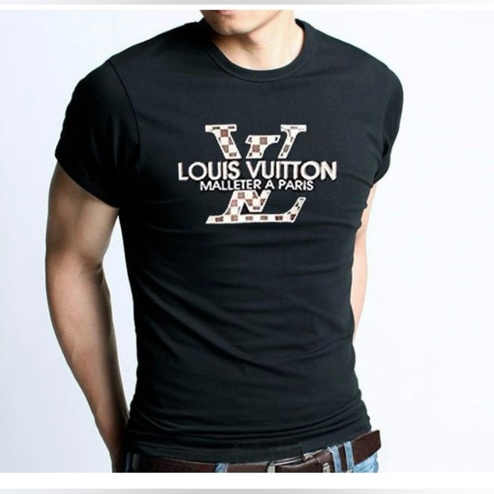 Louis Vuitton with L.Vuitton LOGO MALLETER A PARIS Dark Blue GrTee Shirt 
SIZE M